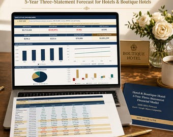 Hotel & Boutique Hotel Financial Model Excel | 5-Year Forecast, Cash Flow, Break-Even, Scenario Analysis, Investor PowerPoint + PDF Guide