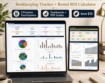 Airbnb Finance Bundle Excel, Bookkeeping Tracker, Rental ROI Calculator, Vacation Rental Income Expense, Google Sheets