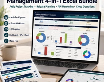 DevOps & Software Project Management 4-in-1 Excel Bundle | Agile Tracker, API Dashboard, Cloud Operations and Release Planner