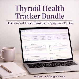 Thyroid Health Tracker Bundle • Hashimoto & Hypothyroidism • Symptom + TSH Log for Excel and Google Sheets