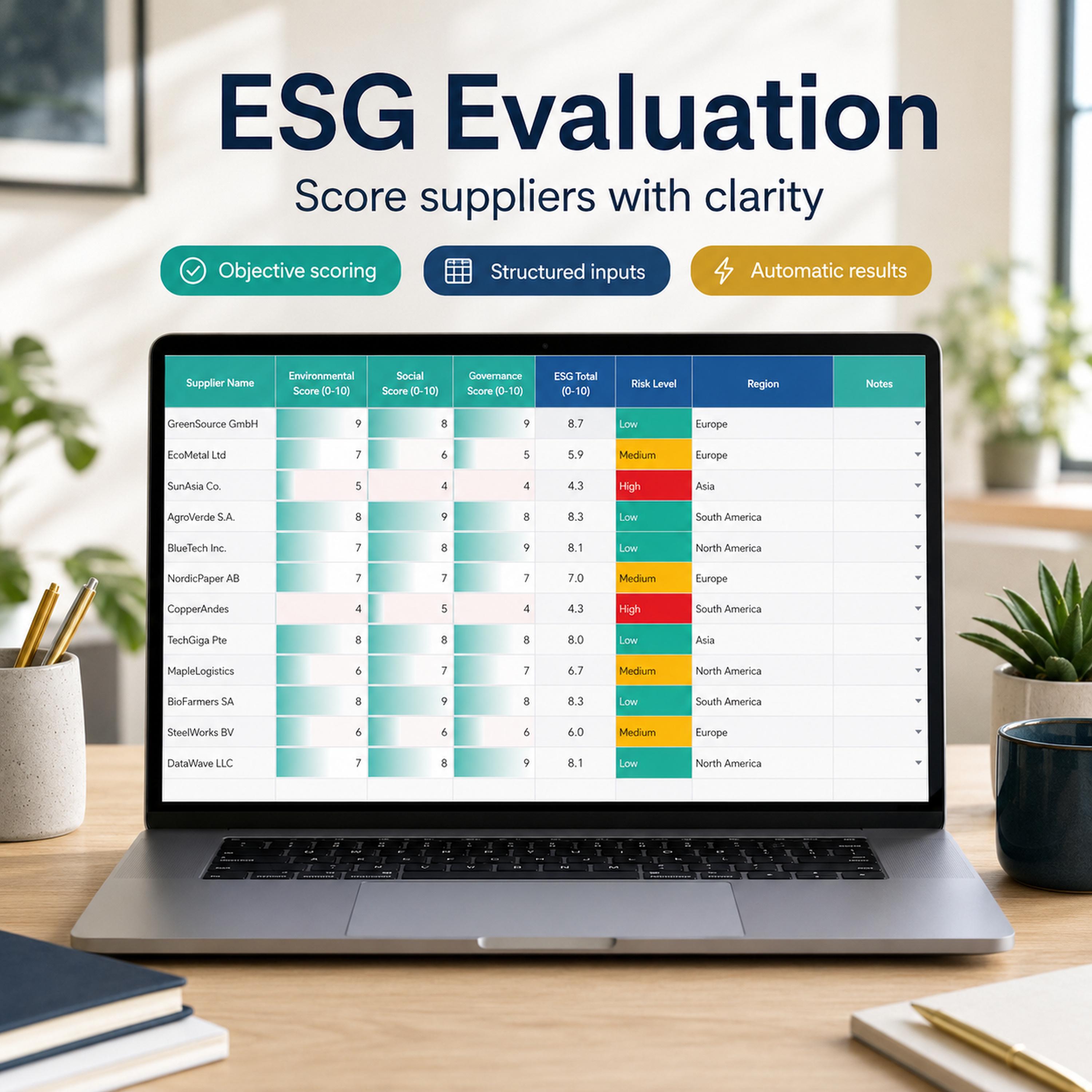 Esg Risk Tracker ESG Supplier Risk Tracker Excel Template | KPI Dashboard, Due Diligence ...