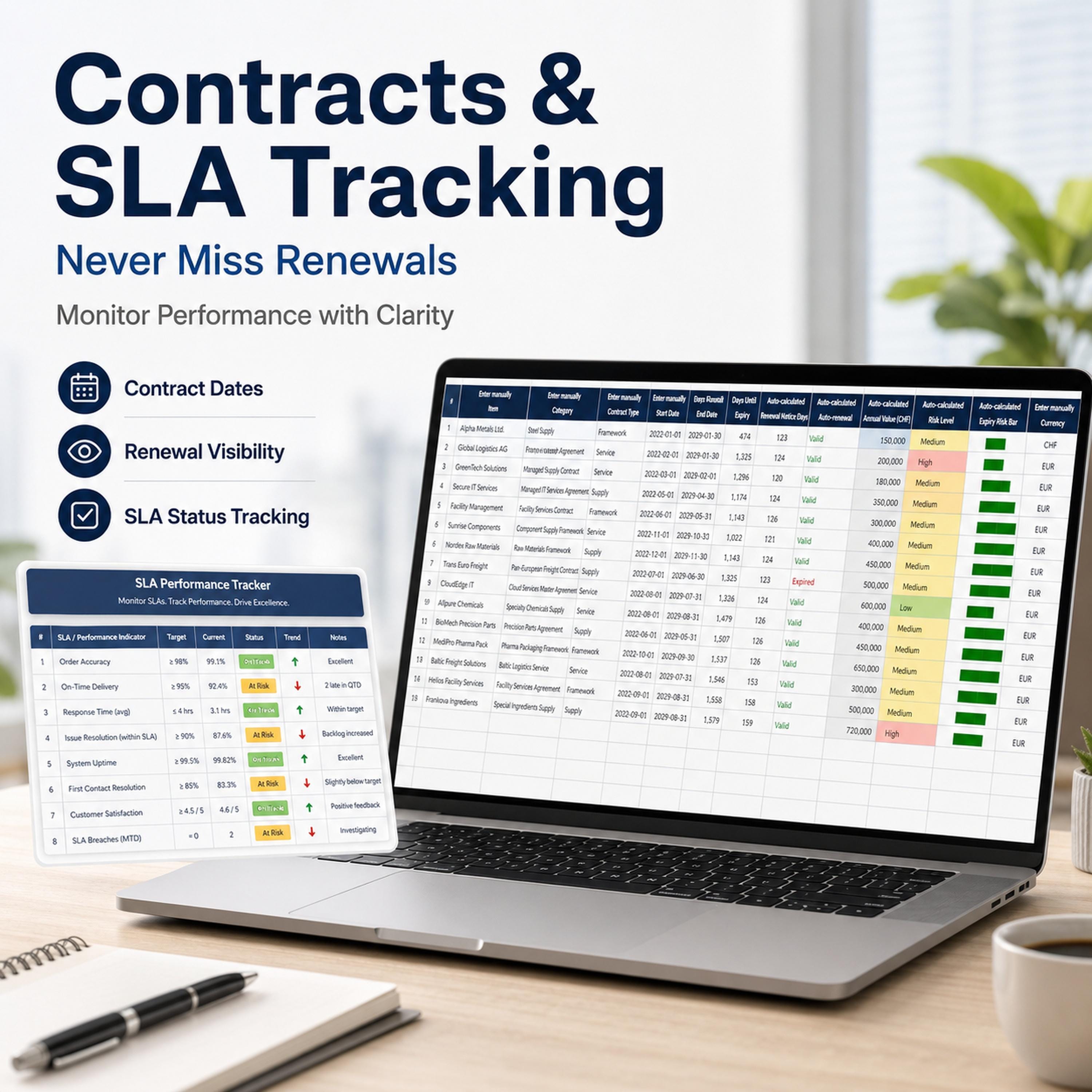 Vendor Risk Tracker Excel Template | 10-in-1 Supplier Management ...