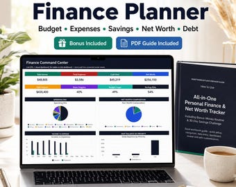 All-in-One-Finanzplaner als Excel-Vorlage | Budgetplaner, Ausgaben-Tracker, Vermögensübersicht, Schuldenmanager, Sparziele + Bonus