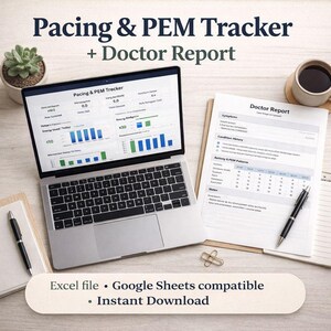 Long-COVID / Me-Cfs Pacing & PEM Tracker • Excel and Google Sheets Template with Doctor Report (A4/US Letter)