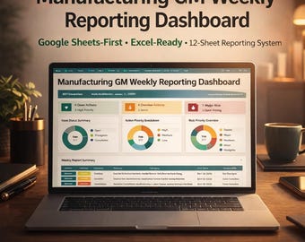Manufacturing GM Weekly Reporting Dashboard | Google Sheets & Excel Template | KPI, Audit, Maintenance, Weekly Report