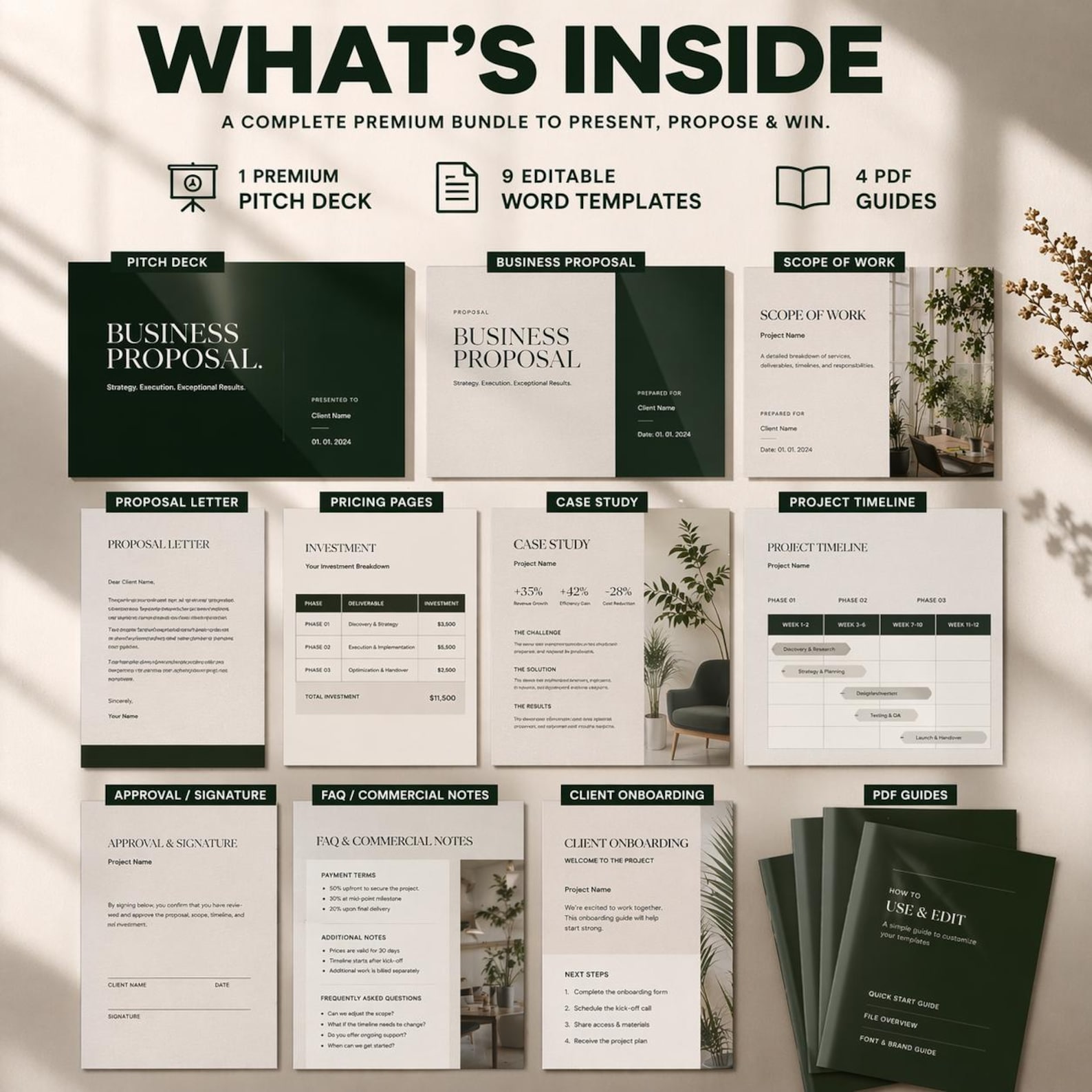 Business Proposal Pitch Deck Bundle | Powerpoint & Word Templates for ...
