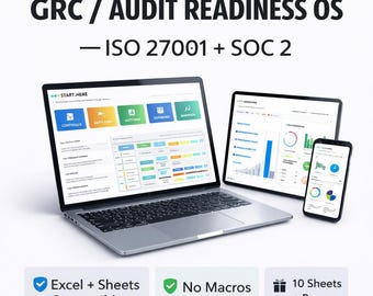 ISO 27001 + SOC 2 Audit Readiness Os (Excel/Sheets) | GRC Tracker: Controls, Risks, Evidence, Actions + Bonus Interview Prep