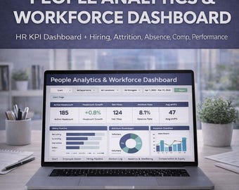 People Analytics & Workforce Dashboard Excel Template | HR KPI Dashboard + Hiring, Attrition, Absence, Comp, Performance | Google Sheets