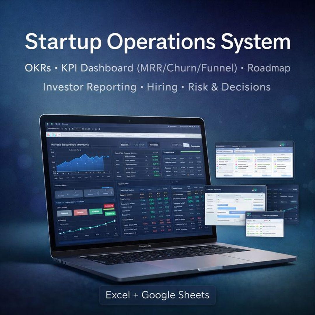 Startup Operations System | OKR Tracker, KPI Dashboard (mrr/churn ...