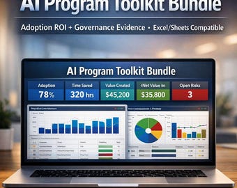 AI Program Toolkit Bundle (Excel/Sheets) – AI Adoption as well as ROI Tracker+Governance & Compliance Suite (Eu Ai Act), Dashboard and KPIs