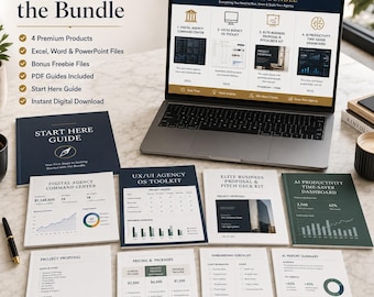Agency Business Command Center 4-in-1 Mega Bundle | Excel Dashboard, PowerPoint Pitch Deck & Word Templates for Agencies