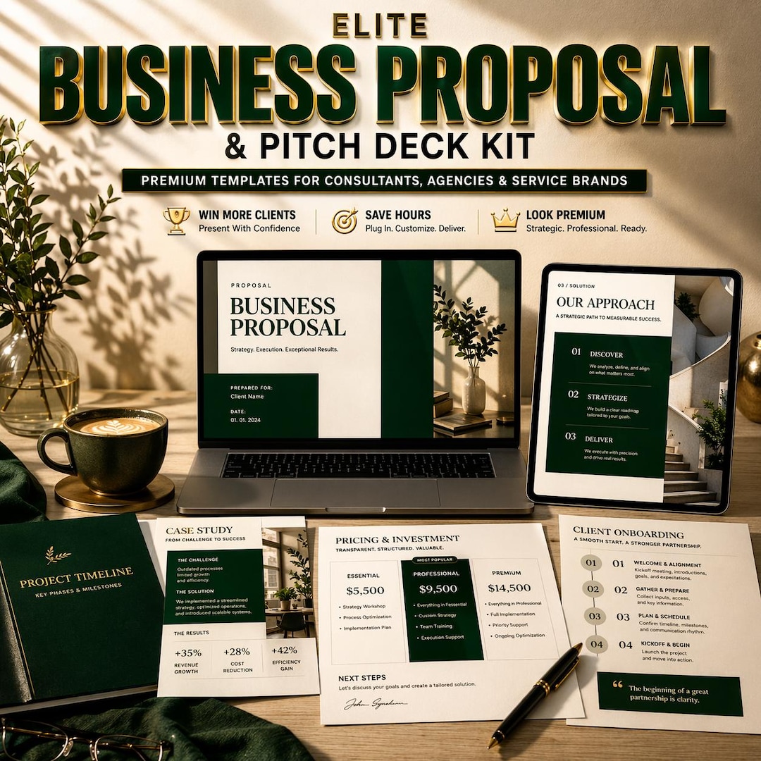Business Proposal Pitch Deck Bundle | Powerpoint & Word Templates for ...