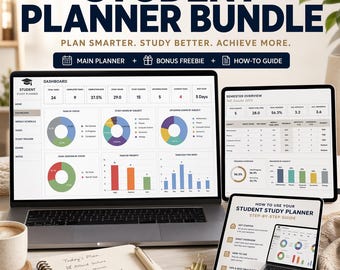 Student Planner Excel | Study Planner, Study Tracker, Exam Planner, Weekly Schedule, Academic Dashboard & Freebie