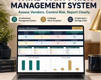 Third Party Risk Management Template Excel | Vendor Risk Assessment, Due Diligence, Security Questionnaire, Word, PPT & PDF