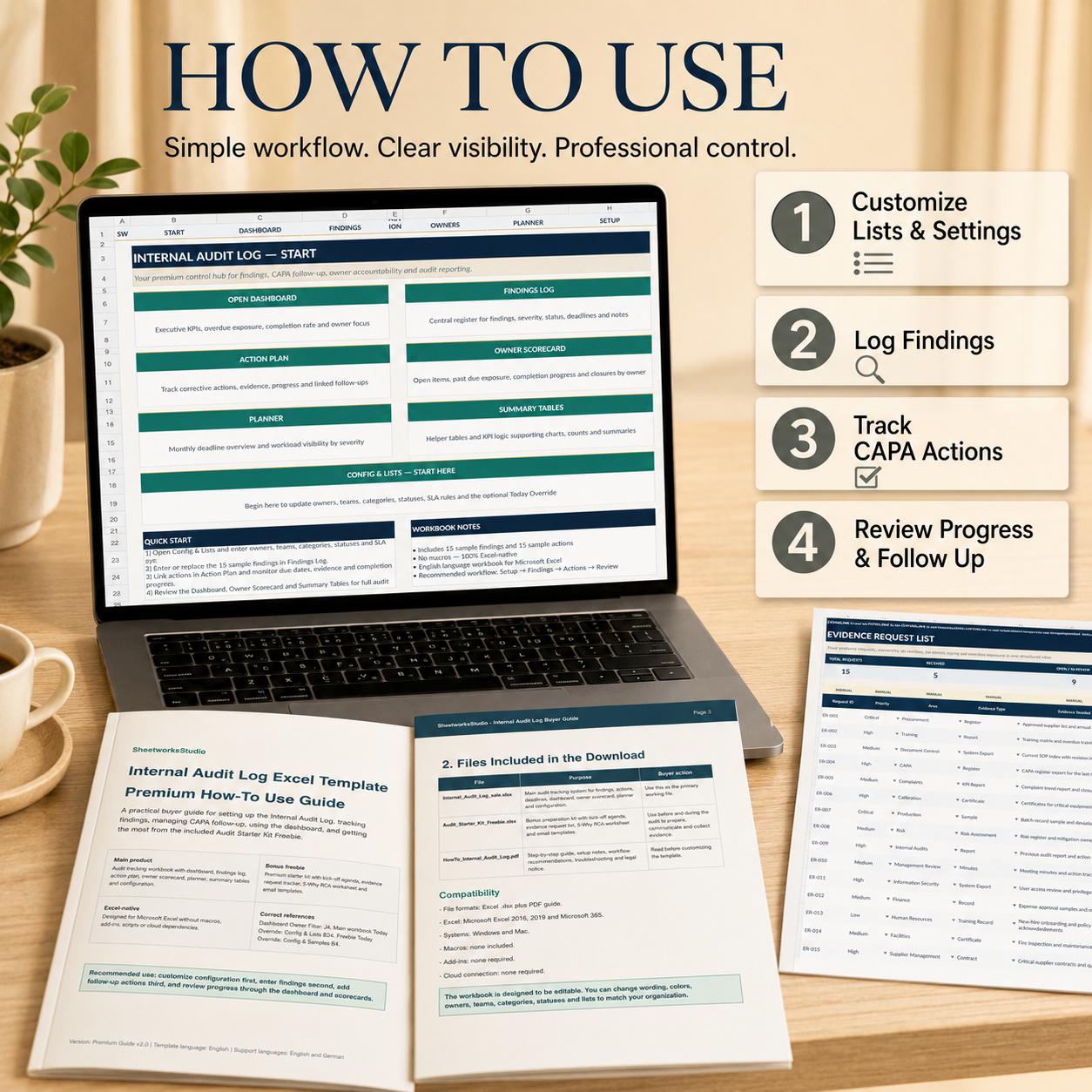 Internal Audit Log Excel Template | Audit Tracker Dashboard | CAPA ...