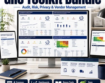 GRC Excel Toolkit Bundle | Audit, Risk, Privacy & Vendor Management | 4 Premium Systems with Dashboards