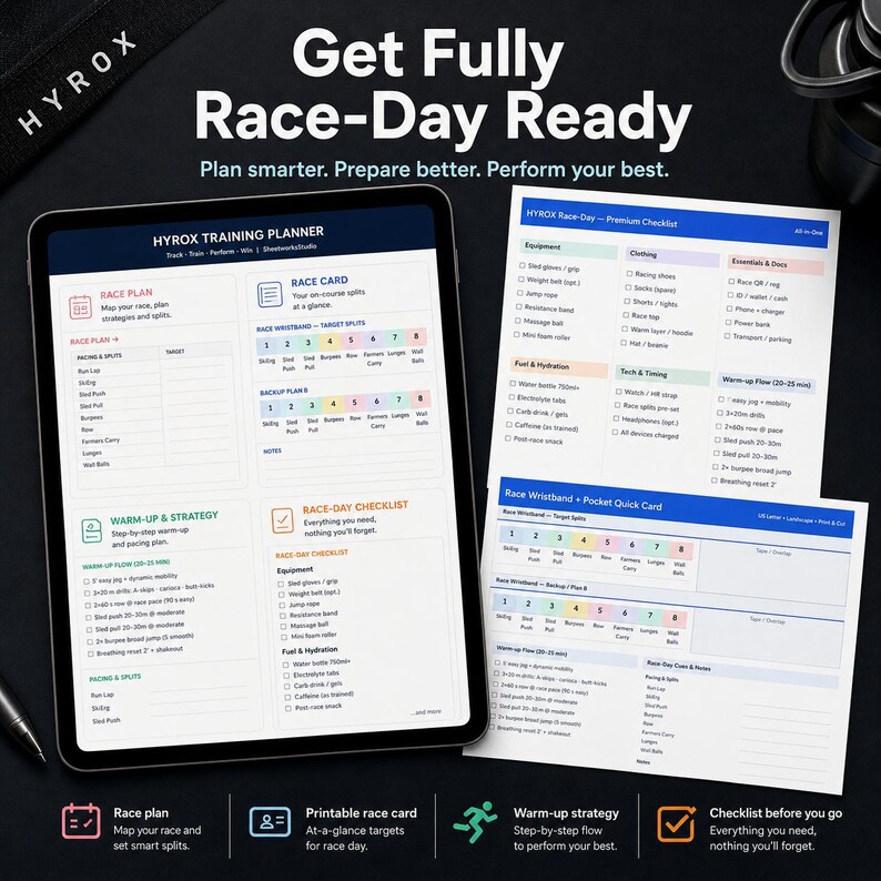 HYROX Training Planner Excel Template | Google Sheets Compatible ...
