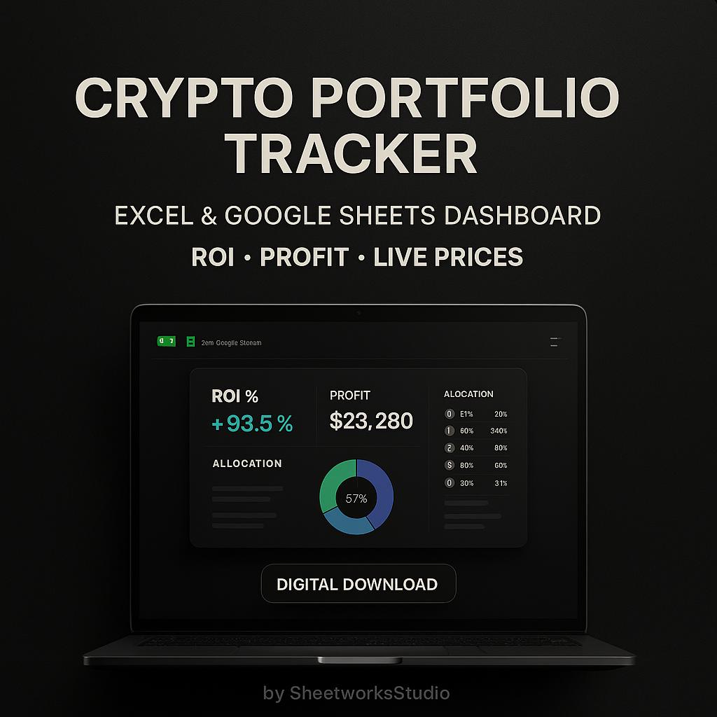 Crypto Portfolio Tracker Excel & Google Sheets | ROI, Profit Dashboard +  Allocation Freebie + PDF Guide | Digital Download - Etsy Canada
