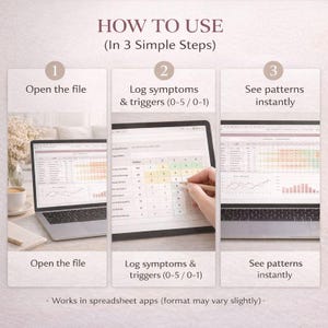 Menopause & Perimenopause Tracker Spreadsheet | HRT Symptom + Trigger Log | 30-Day Charts and Heatmap image 3