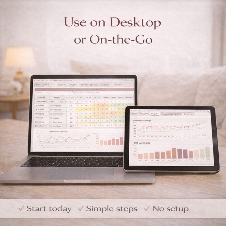Menopause & Perimenopause Tracker Spreadsheet | HRT Symptom + Trigger Log | 30-Day Charts and Heatmap image 14