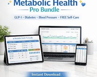 Metabolic Health Pro Bundle – GLP-1 Medication Planner PDF + Diabetes Log & Blood Pressure Log