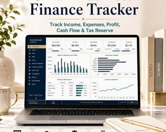 Small Business Finance Tracker Excel | Income Expense Spreadsheet | P&L Dashboard | Cash Flow | Tax Reserve | Budget Log
