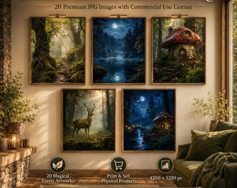 20 Enchanted Woodland JPG Images with Commercial License | Forest Art for Posters, POD, Cards & Physical Products