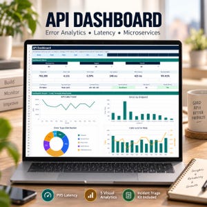 API Dashboard Excel Vorlage & Google Sheets | Error Log, Latenz KPI, Microservice Analyse, DevOps Tracker + Freebie