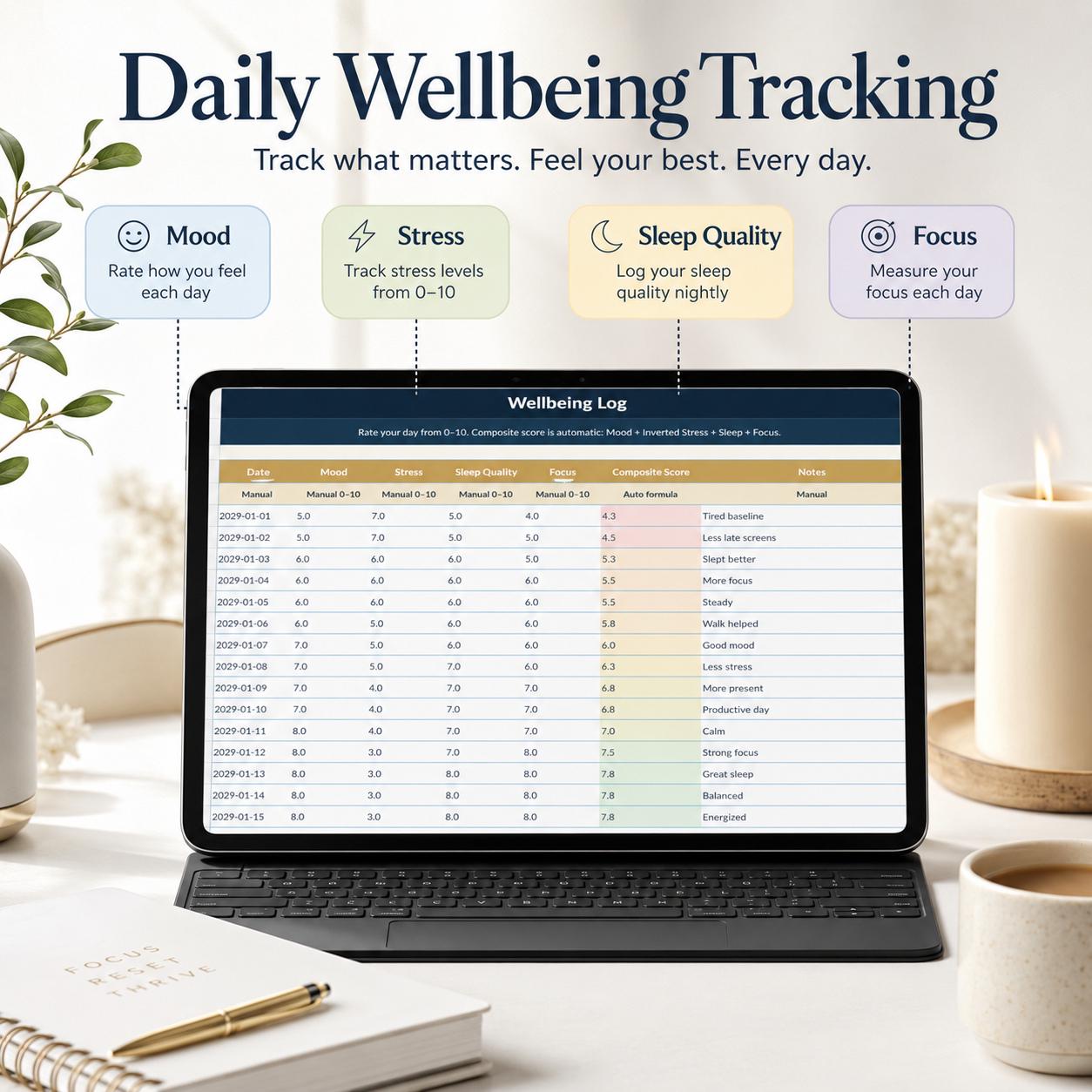 AI Digital Detox Planner Excel Template | Screen Time Tracker ...