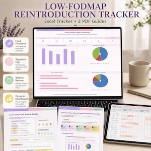 Low FODMAP Reintroduction Tracker Excel | IBS Symptom & Food Log | Food Tolerance Journal + 2 PDF Guides