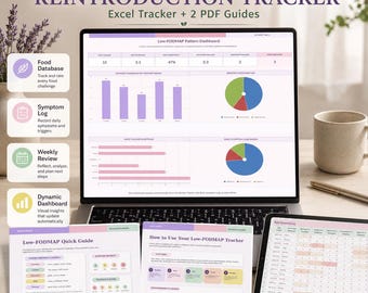 Low FODMAP Reintroduction Tracker Excel | IBS Symptom & Food Log | Food Tolerance Journal + 2 PDF Guides