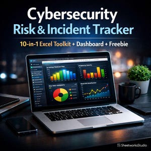 Cybersecurity Risk & Incident Tracker | 10-in-1 Excel Tool | Risk Register, Incident Log, Action Plan, Dashboard | Freebie Included