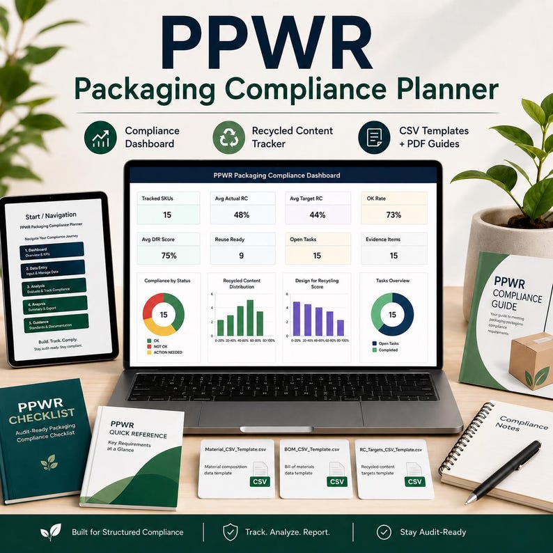 PPWR Compliance Planner Excel | EU Packaging Regulation Template ...