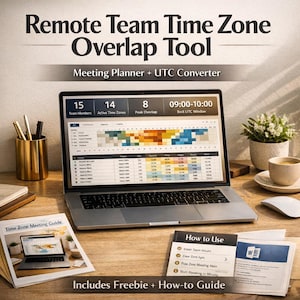 Excel Time Zone Overlap Tool | Remote Team Meeting Planner + UTC Converter | Heatmap, Analyzer & Bonus Freebie
