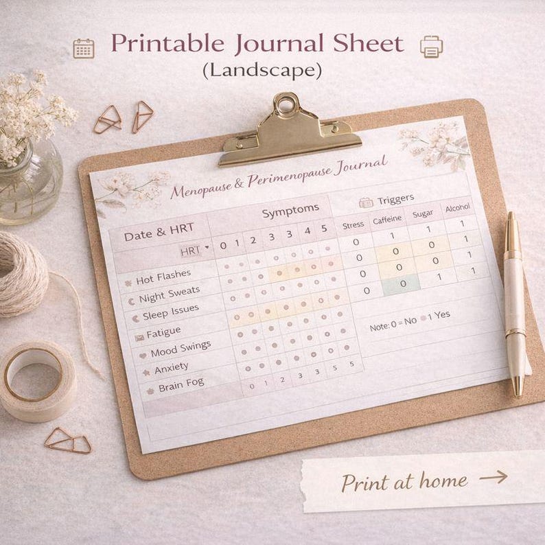 Menopause & Perimenopause Tracker Spreadsheet | HRT Symptom + Trigger Log | 30-Day Charts and Heatmap image 10