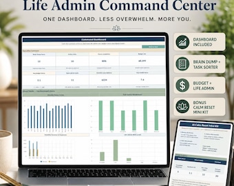 Planificateur de concentration Excel IA pour TDAH | Tableau de bord de gestion de la vie avec TDAH, outil de débriefing, suivi budgétaire, organisateur de tâches et bonus « Remise à zéro du calme »