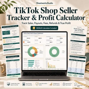 TikTok Shop Seller Tracker & Profit Calculator – Excel and Google Sheets Template | Sales, Payouts, Fees, Refunds, Analytics + BONUS