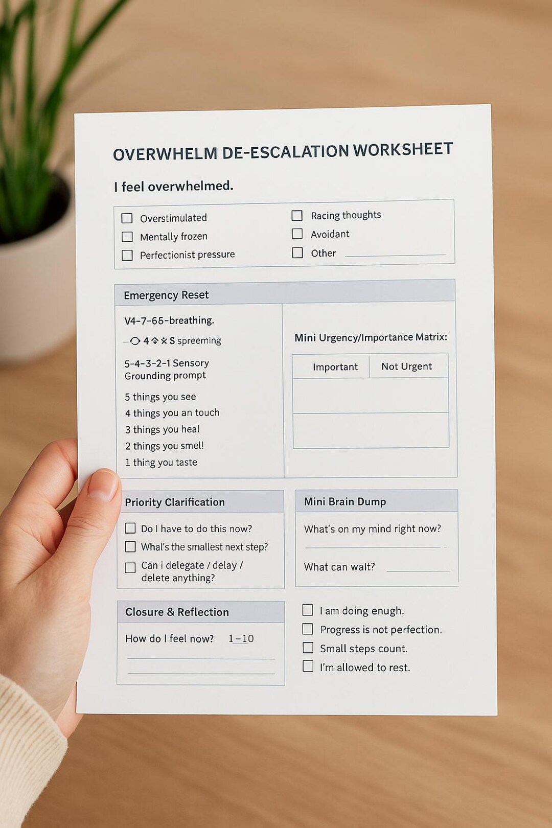 ADHD Overwhelm Worksheet for Adults | Emotional Reset & Anxiety Relief ...