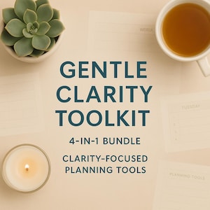 Gentle Clarity Toolki – 4-in-1 ADHD & Autism Planner Bundle | Journal, Reset Sheet and Weekly Focus Tools | Printable + Digital PDF