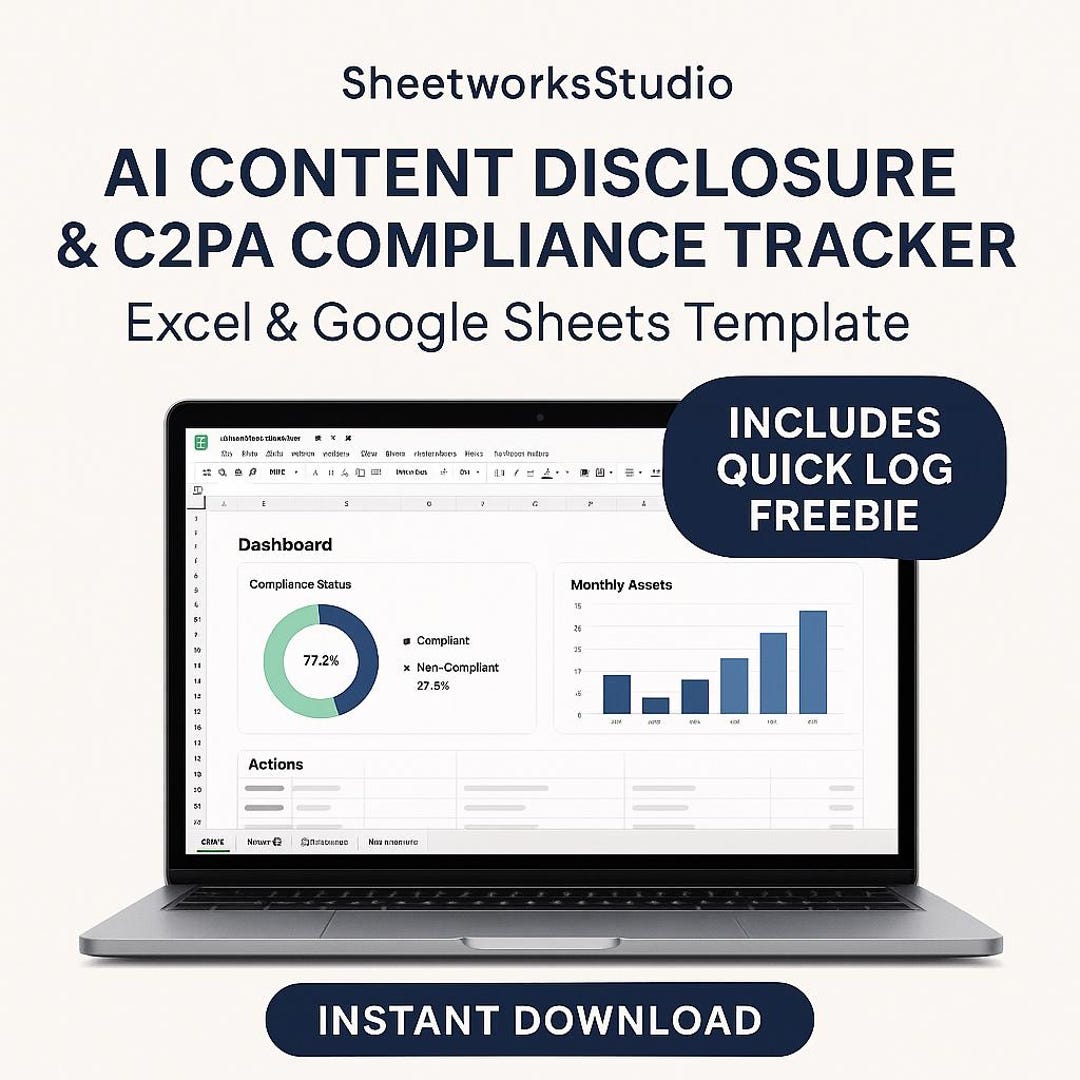 AI Content Disclosure and C2PA Compliance Tracker | Excel & Google ...