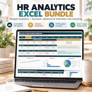 HR Analytics Excel Bundle | People Analytics Dashboard, Burnout Absence & Retention Risk Tracker | Google Sheets
