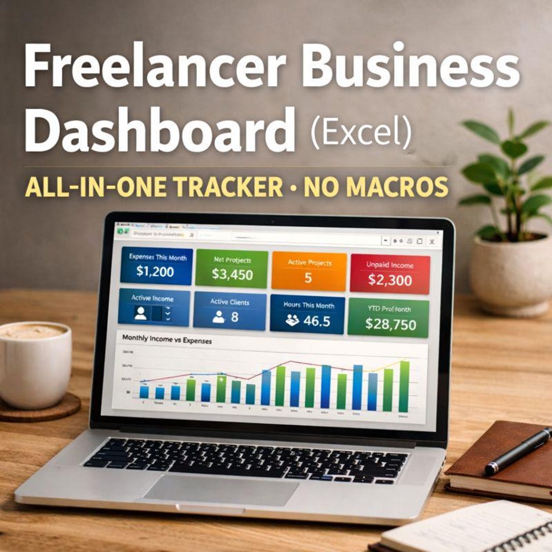 Excel Freelancer Dashboard Template | Project & Finance Tracker, CRM ...