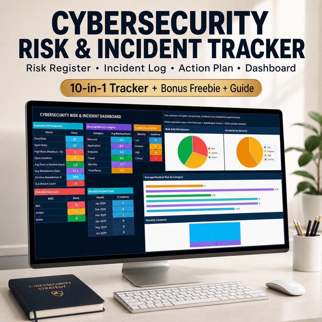 Cyber Risk Tracker Cybersecurity Risk & Incident Tracker Excel Template | 10-in-1 Risk ...