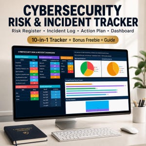 Cybersecurity Risk & Incident Tracker Excel Template | 10-in-1 Risk Register, Incident Log, Dashboard and Freebie