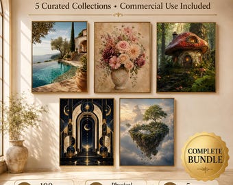 100 Commercial Use JPG Images | 5 Premium Art Collections for Posters, POD, Cards & Physical Product Sales