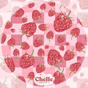 Raspberry Seamless Pattern PNG - Berry Digital Paper for Surface Design, (Instant Download)