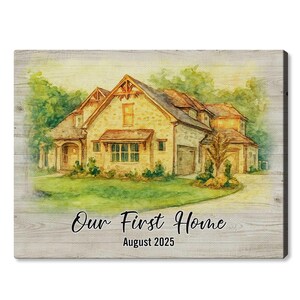 Personalized Our First Home Photo Canvas, Custom Watercolor House Canvas, Watercolor Painting from Photo, New Home Gift for Spouse