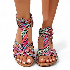 Summer Roman Sandals for Women | Flat Open Toe Beach Shoes | Zipper Wrap Anti-Slip Sandalias | Casual Outdoor Holiday Footwear