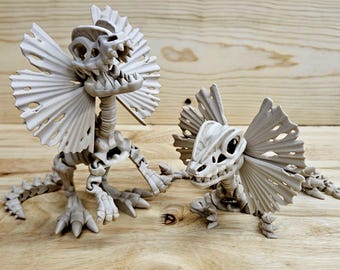 Articulated Skeleton Dilophosaurus 3D Print, Movable Jaw Desk Toy, Fossil Decor