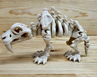Articulated Skeleton Dinosaur 3D Print, Movable Jaw Desk Toy, Fossil Decor